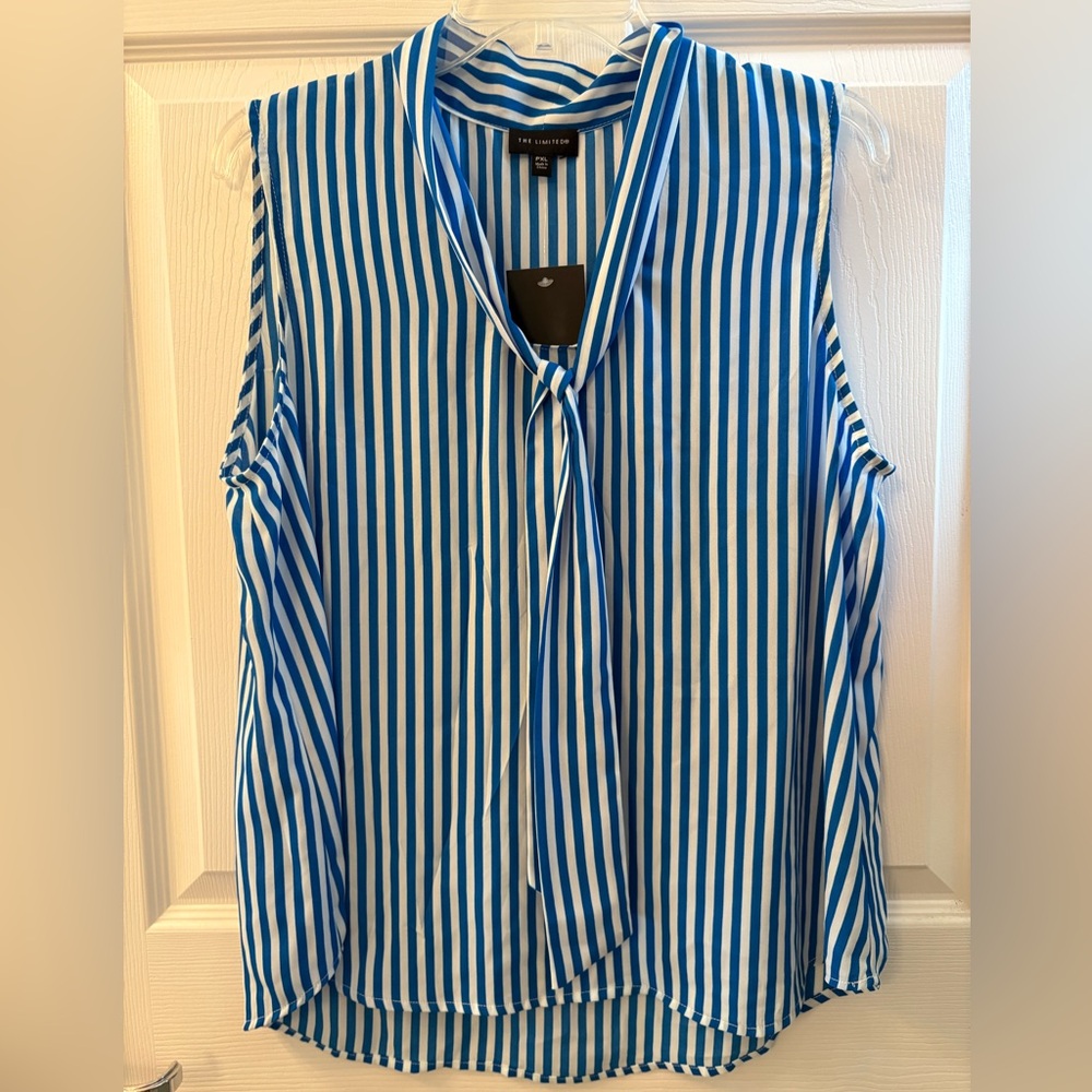 The Limited Women’s Sleeveless Striped Tue Neck Blouse Size Petite XL NWT